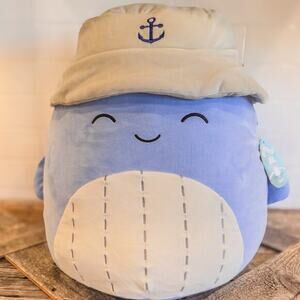NWT - Samir, The Blue Sailer Whale Plush Squishmallow, 16”